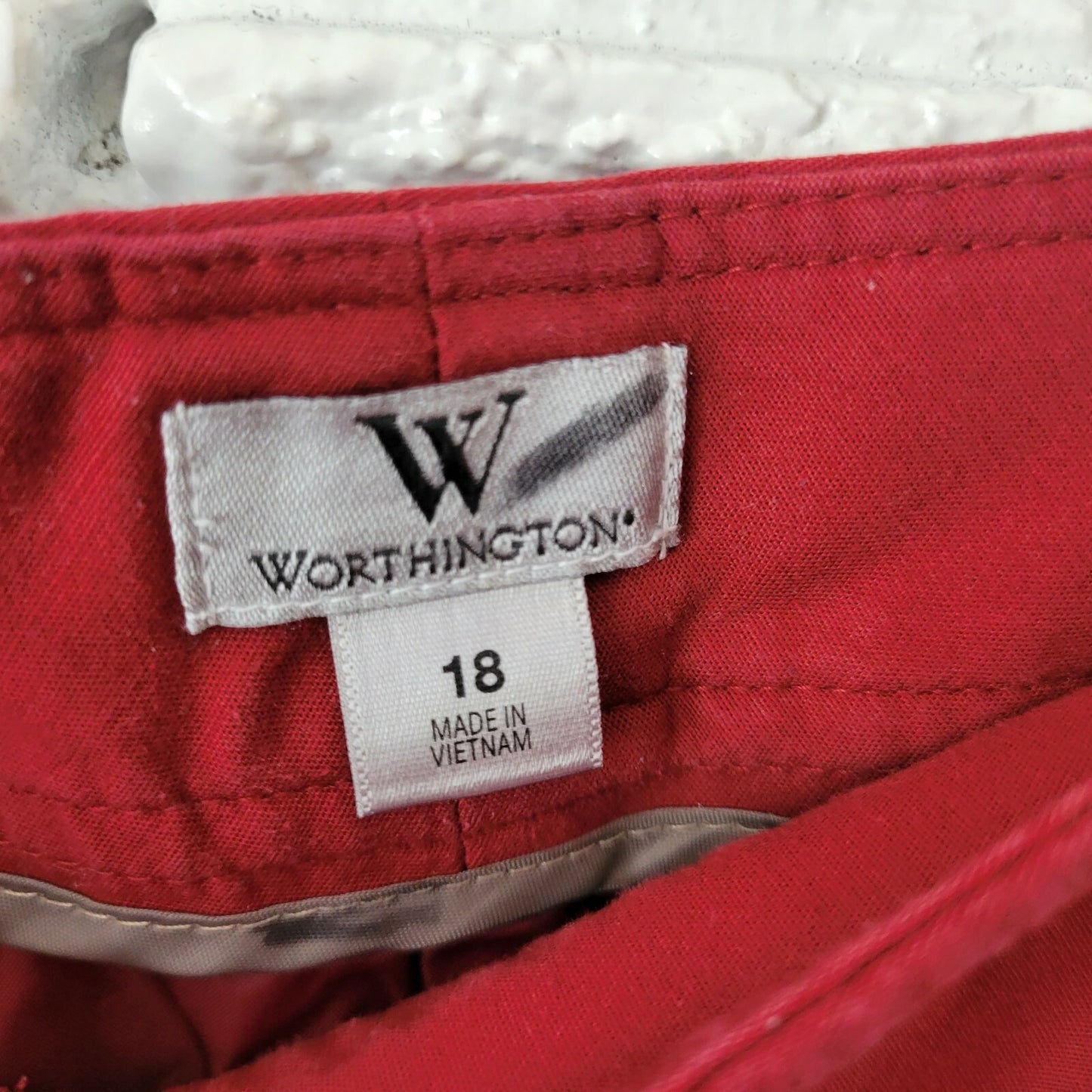 Worthington Womens Skirt 18 Plus Pencil Straight Rust Red Slash Pockets Lined