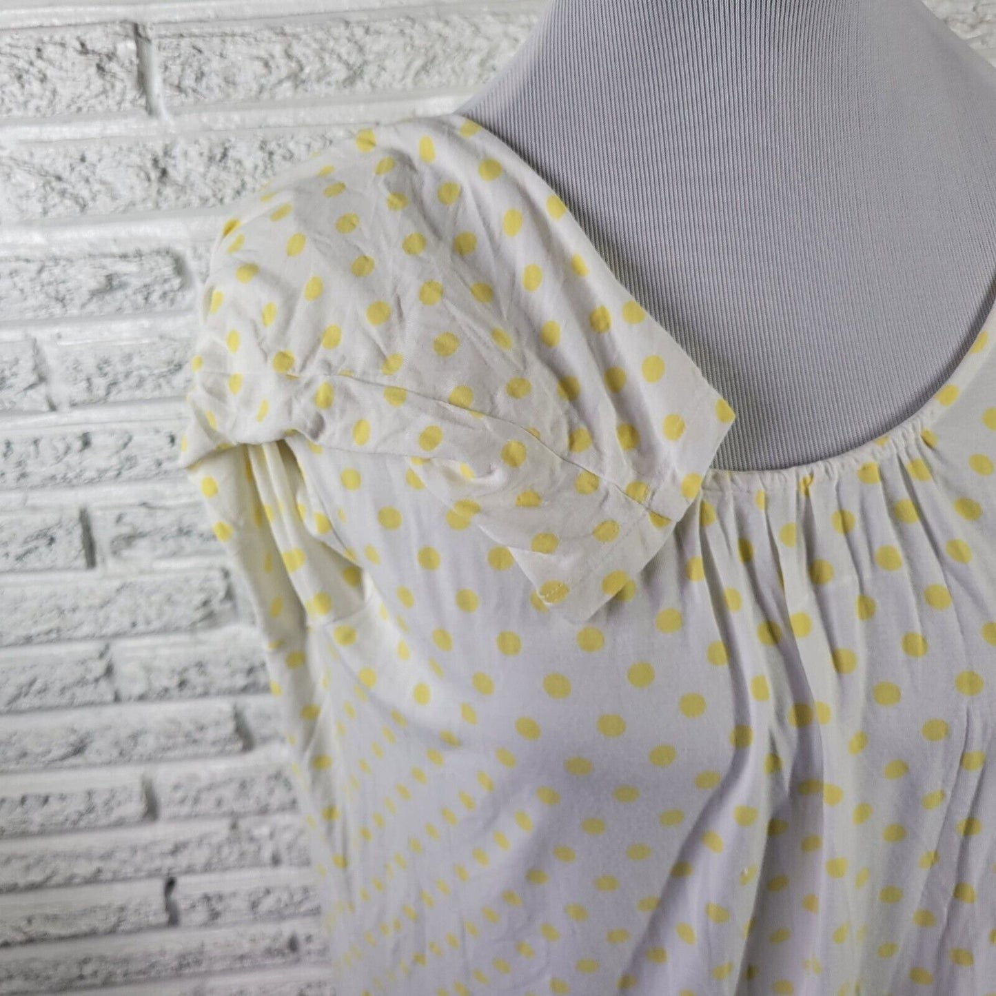 Denim Co Womens Top 1X Plus Tunic Long Sleeve Comfy Yellow Polka Dot Lightweight