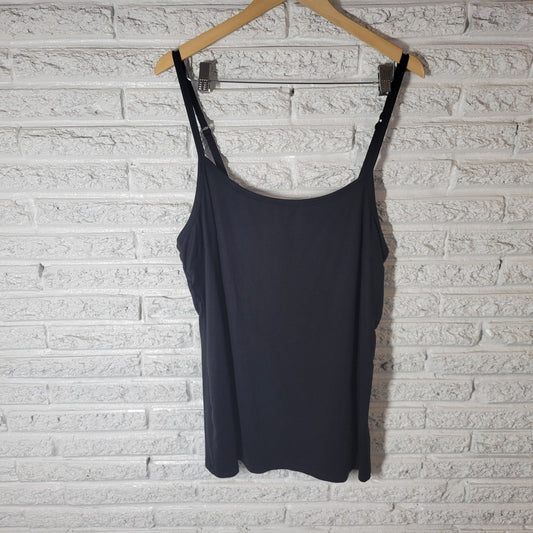 Terra Sky Womens Top 2X Camisole Black Adjustable Spaghetti Strap Lightweight