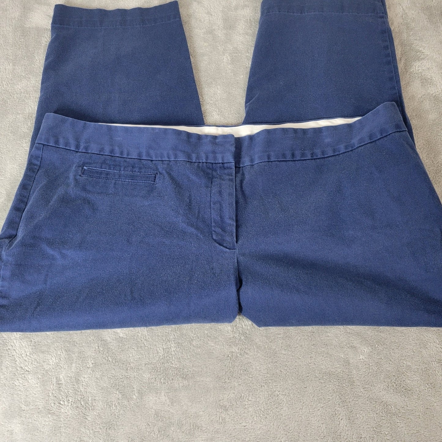Lands End Womens Pants 18W Plus Capri Blue Zip Fly Cotton Blend Pockets Casual