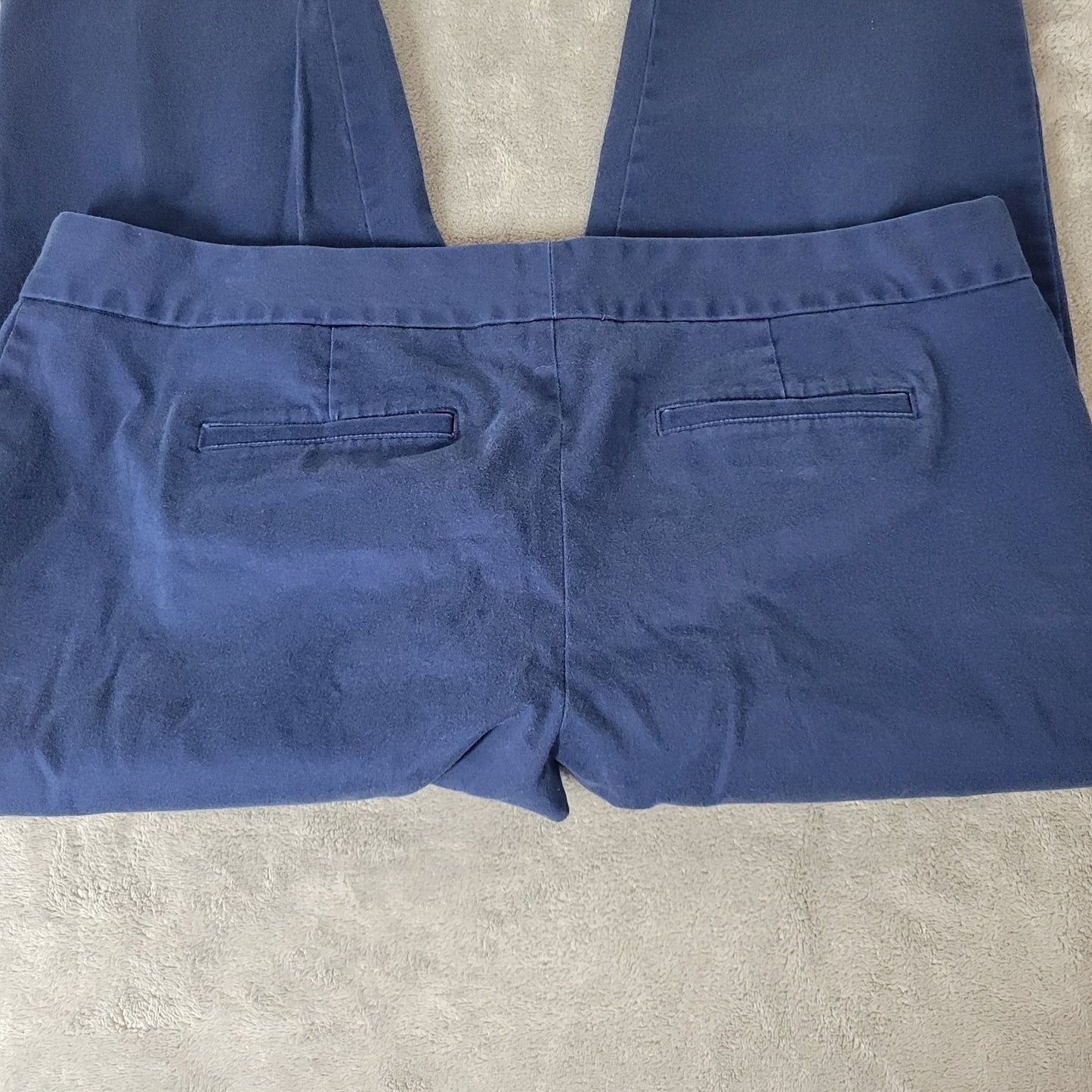 Lands End Womens Pants 18W Plus Capri Blue Zip Fly Cotton Blend Pockets Casual