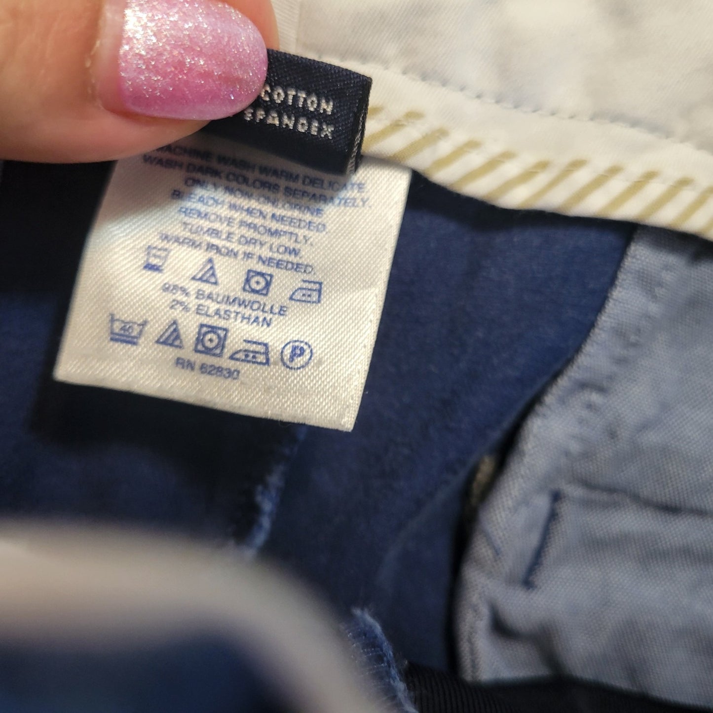 Lands End Womens Pants 18W Plus Capri Blue Zip Fly Cotton Blend Pockets Casual