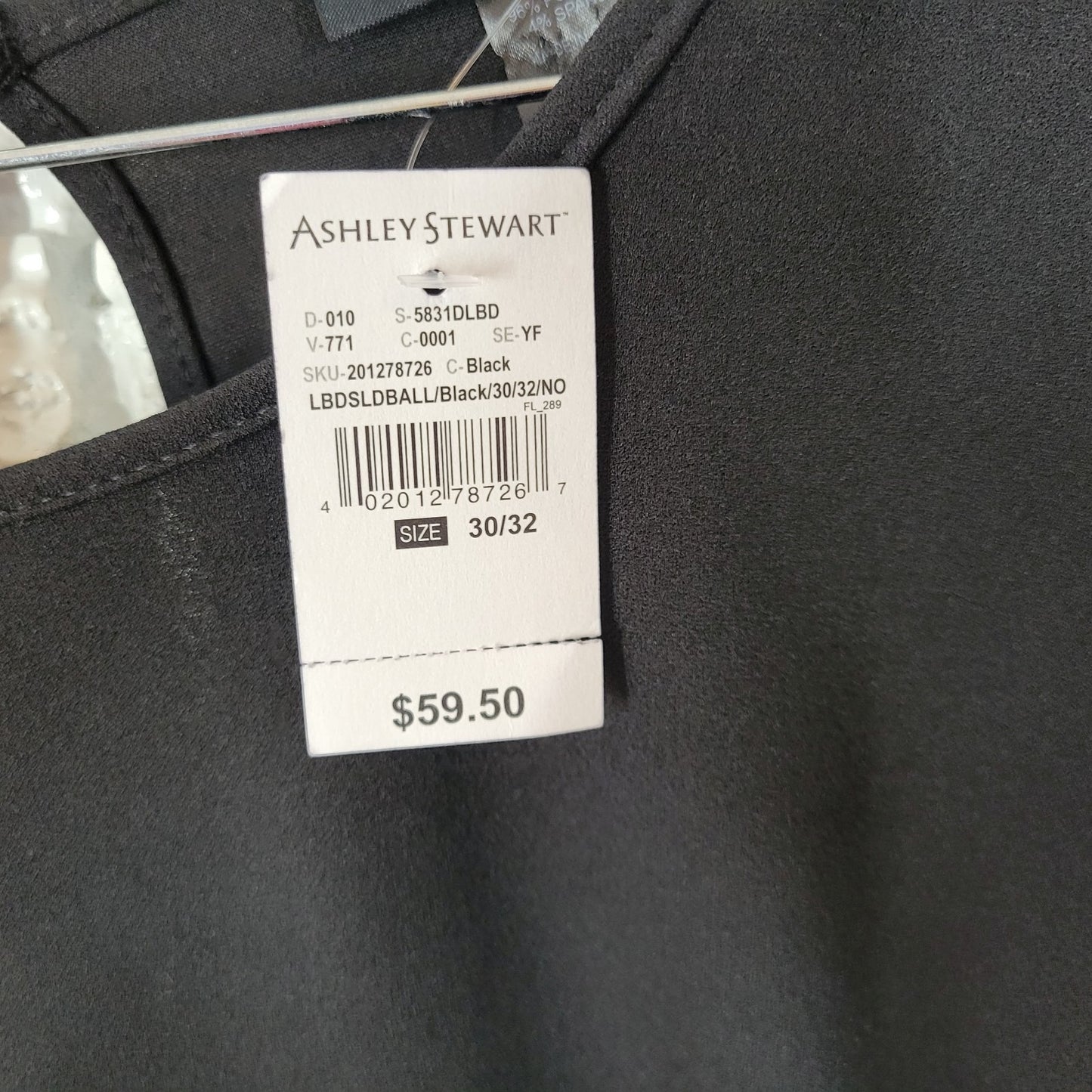 Ashley Stewart Womens Dress 30 Plus Gathered Sleeve Black Keyholes Poly Blend