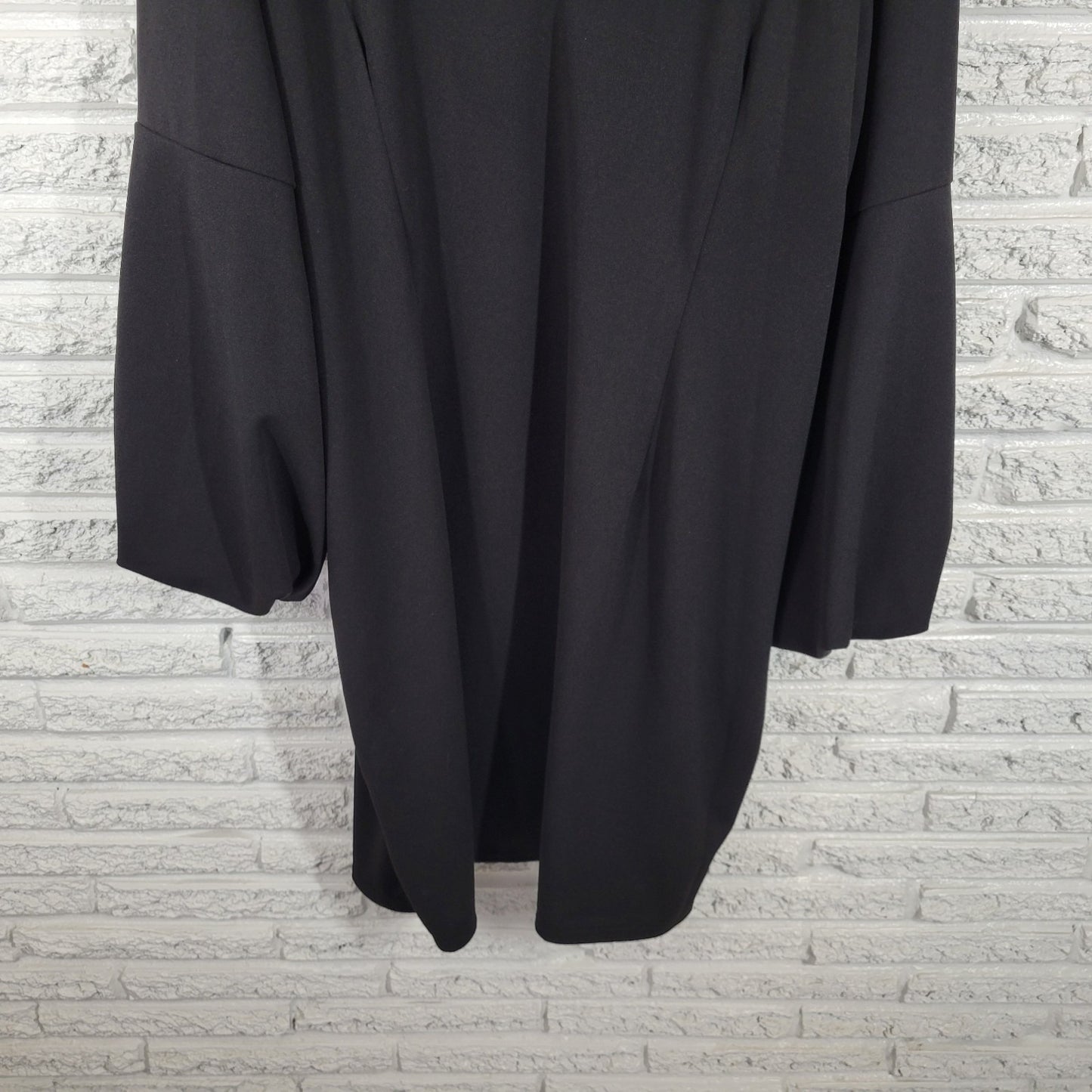 Ashley Stewart Womens Dress 30 Plus Gathered Sleeve Black Keyholes Poly Blend