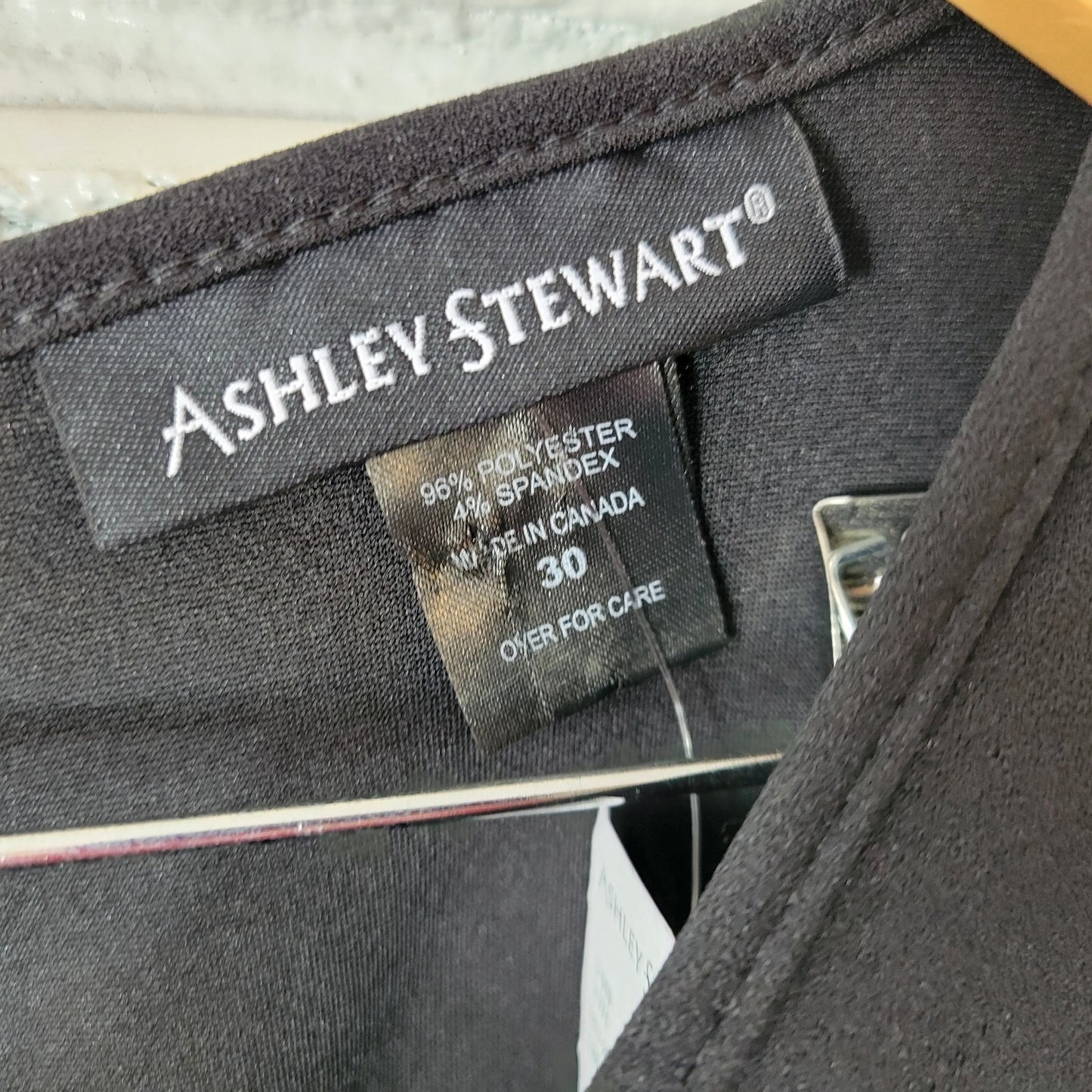 Ashley Stewart Womens Dress 30 Plus Gathered Sleeve Black Keyholes Poly Blend