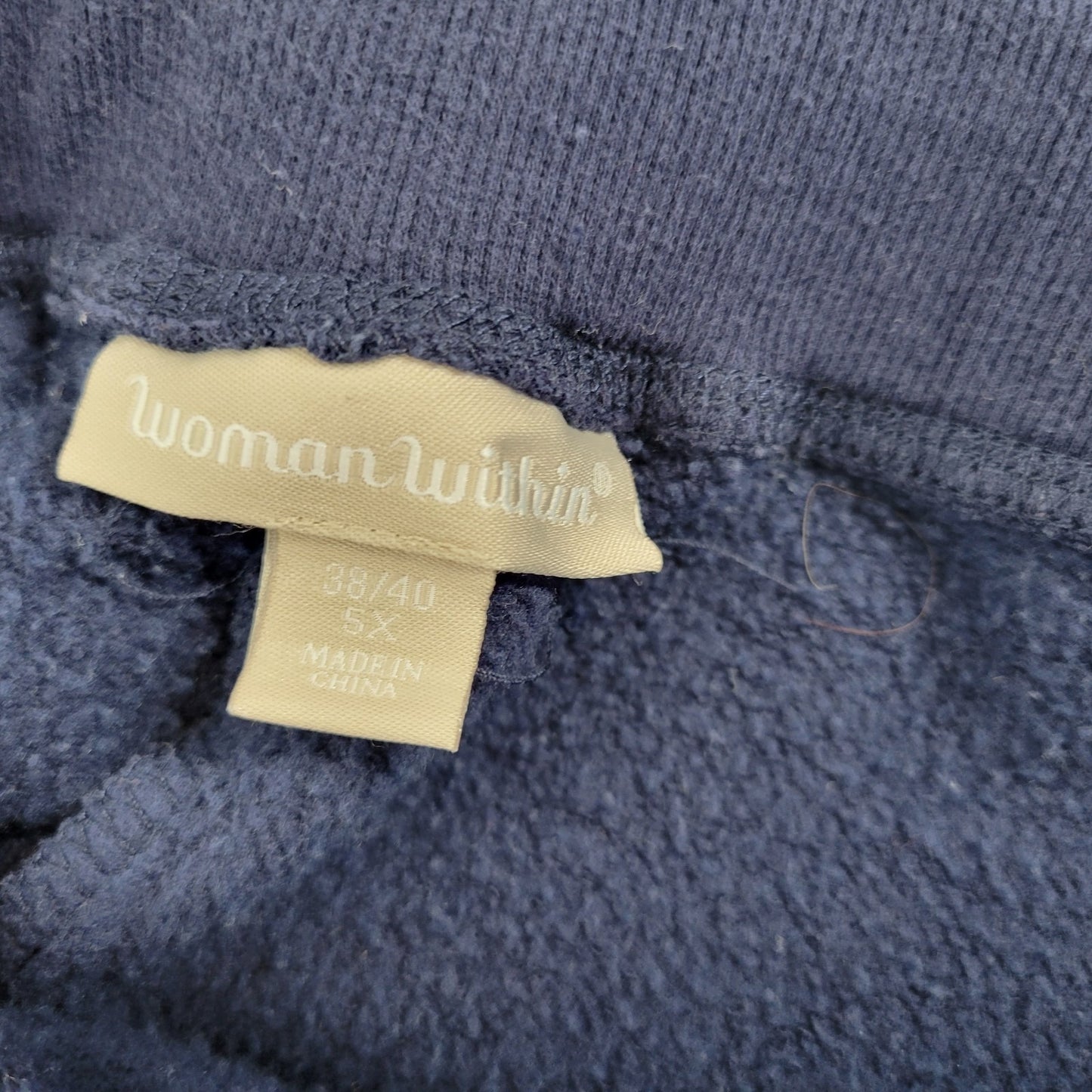 Woman Within Womens Pants 5X Plus Cropped Capri Jogger Blue Sweat Active Pockets