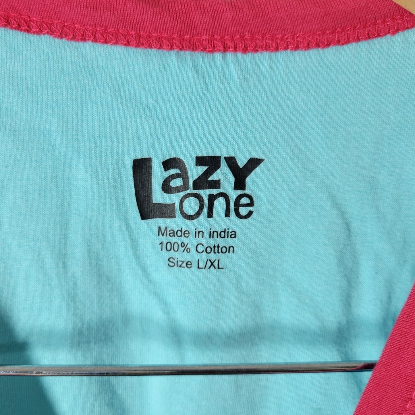 Lazy One Womens Pajama Top L XL Nightgown Blue Flamingo Cotton Loungewear Comfy