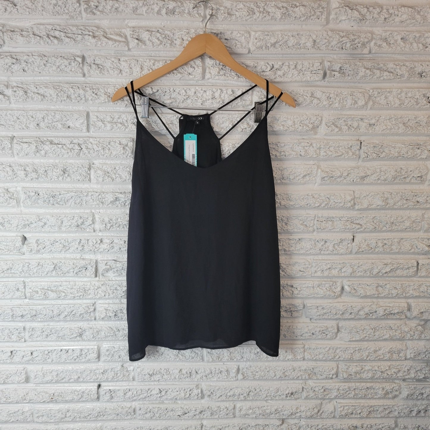 Papermoon Womens Stitch Fix Top 1X Plus Camisole Madylin Black Criss Cross Back