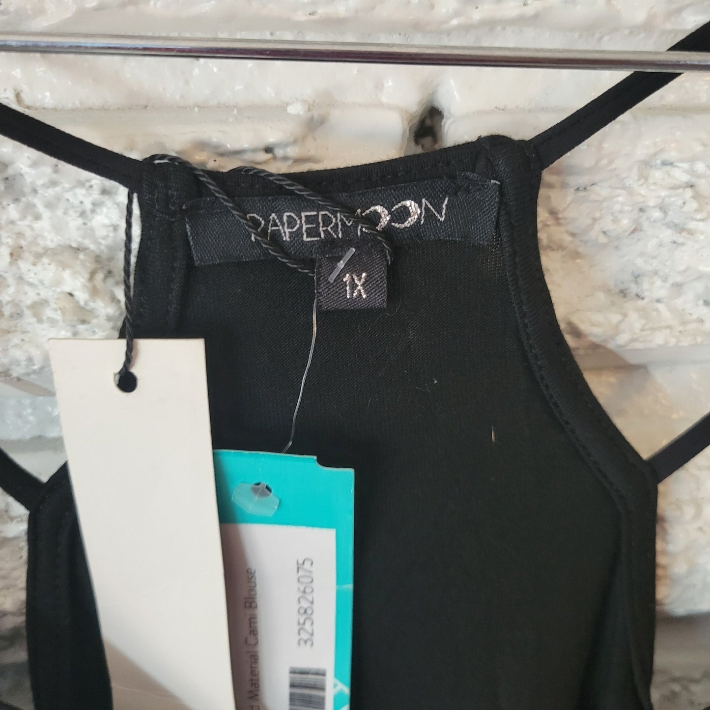 Papermoon Womens Stitch Fix Top 1X Plus Camisole Madylin Black Criss Cross Back