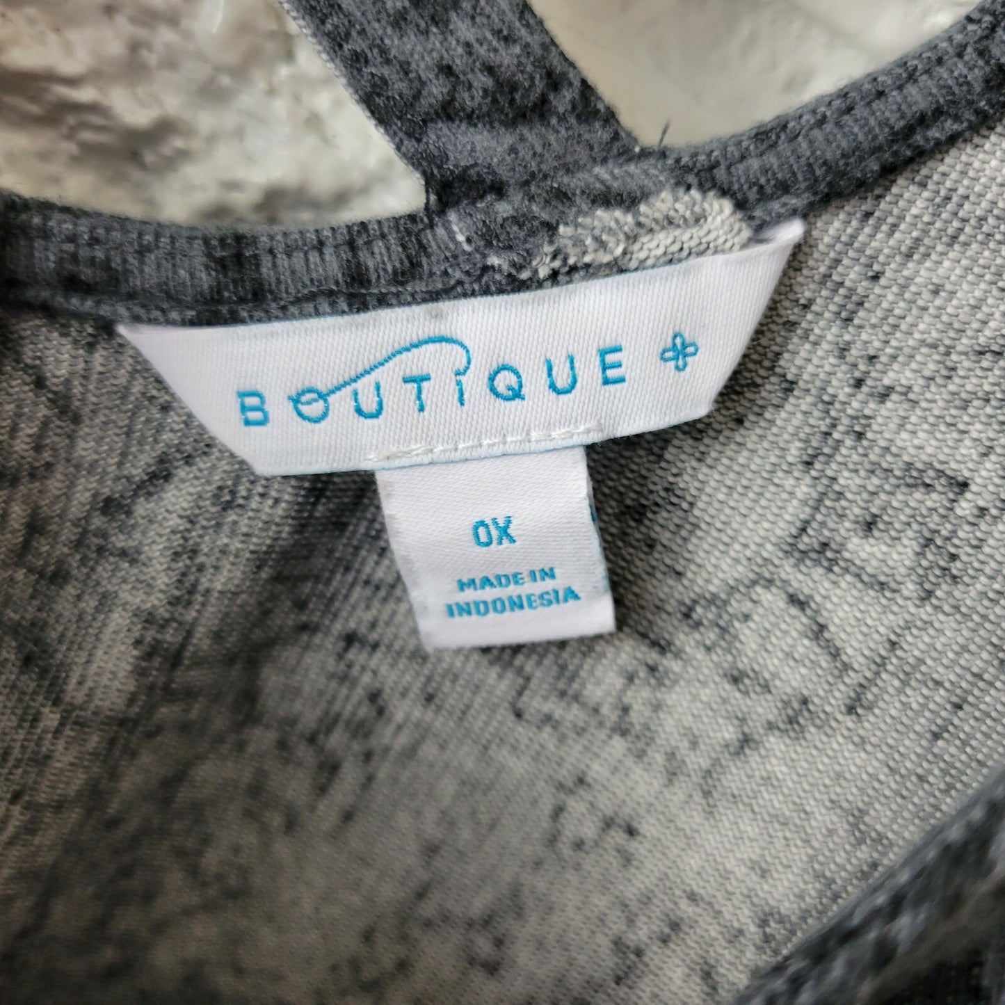 Boutique Women Dress 0X Plus Long Sleeve Gray Paisley Lattice Back Knee Length