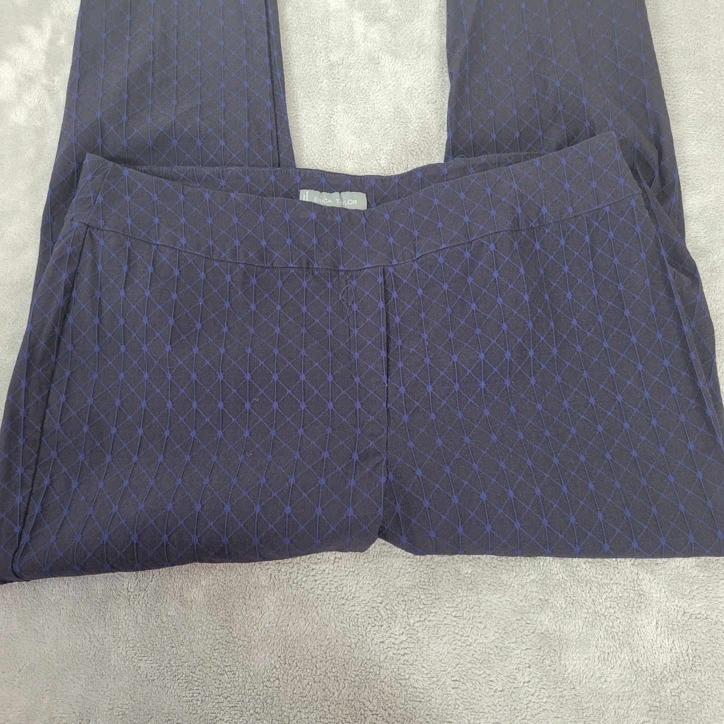 Erica Taylor Women's 2X Plus Size Pants Black Blue Geometric Cropped Pull-on