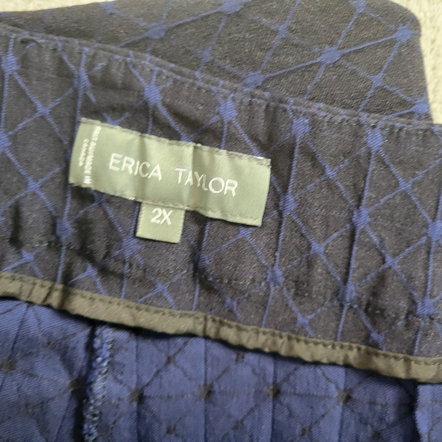 Erica Taylor Women's 2X Plus Size Pants Black Blue Geometric Cropped Pull-on