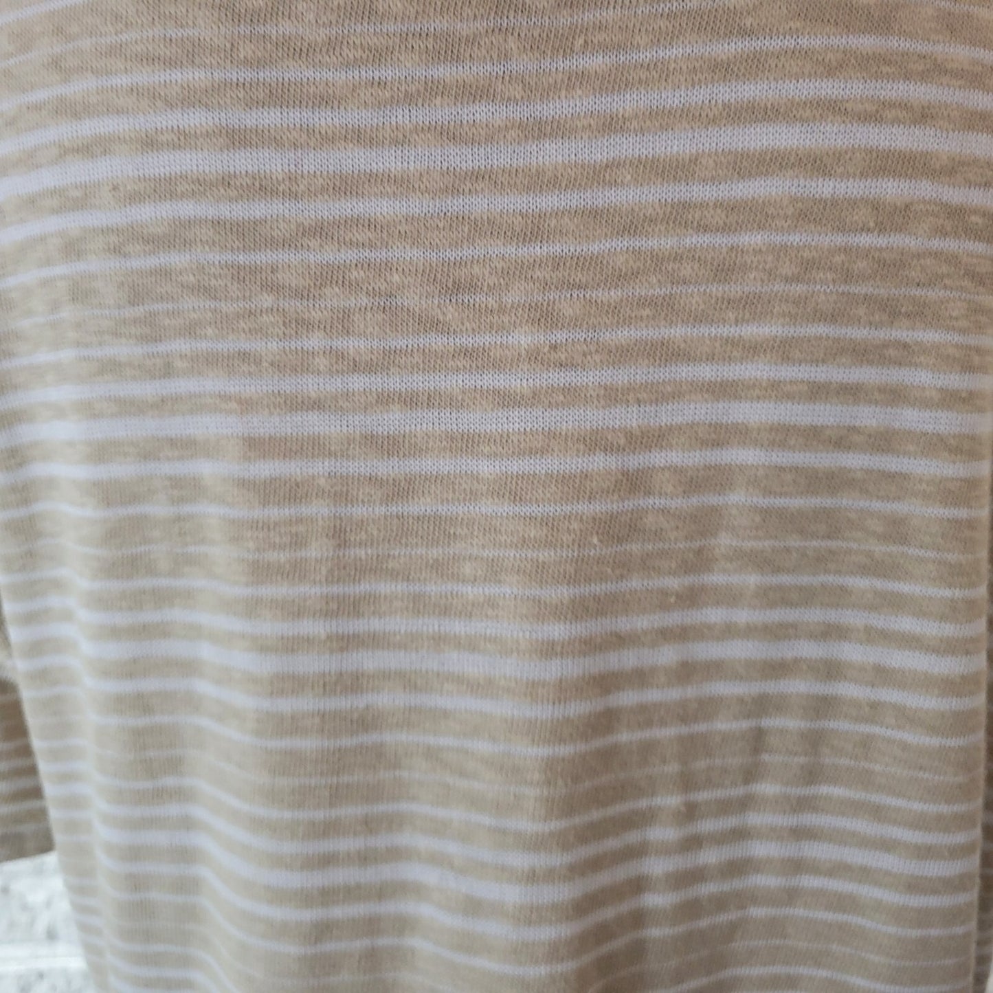 Liz Claiborne Womens Top Extra Large Knit Short Sleeve Tied Hem Beige Stripe