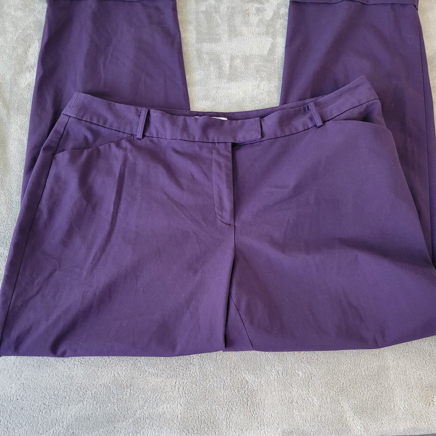 Liz Claiborne Women Pants 18 Straight Leg Purple Career Poly Blend Zip Fly Cuffs