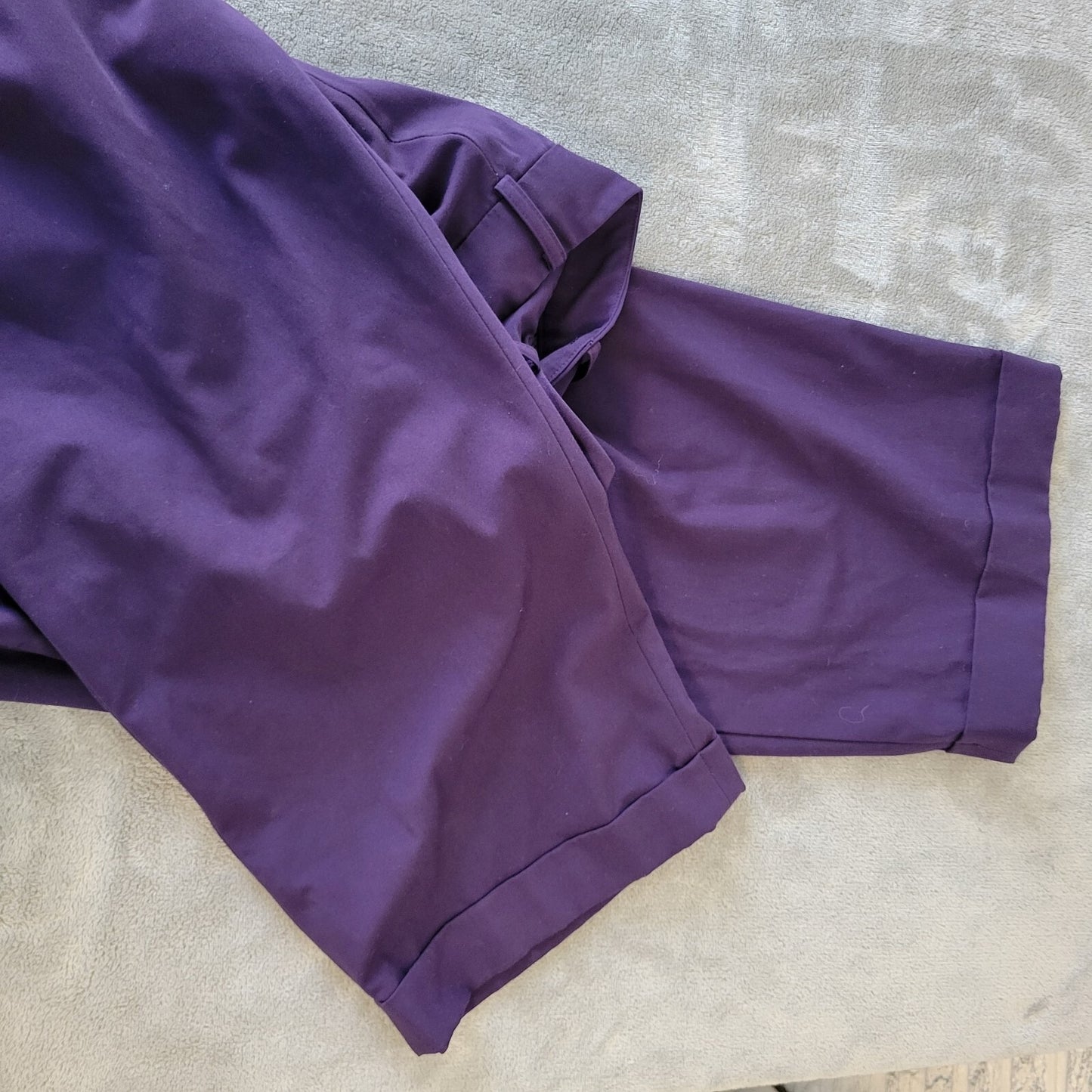 Liz Claiborne Women Pants 18 Straight Leg Purple Career Poly Blend Zip Fly Cuffs