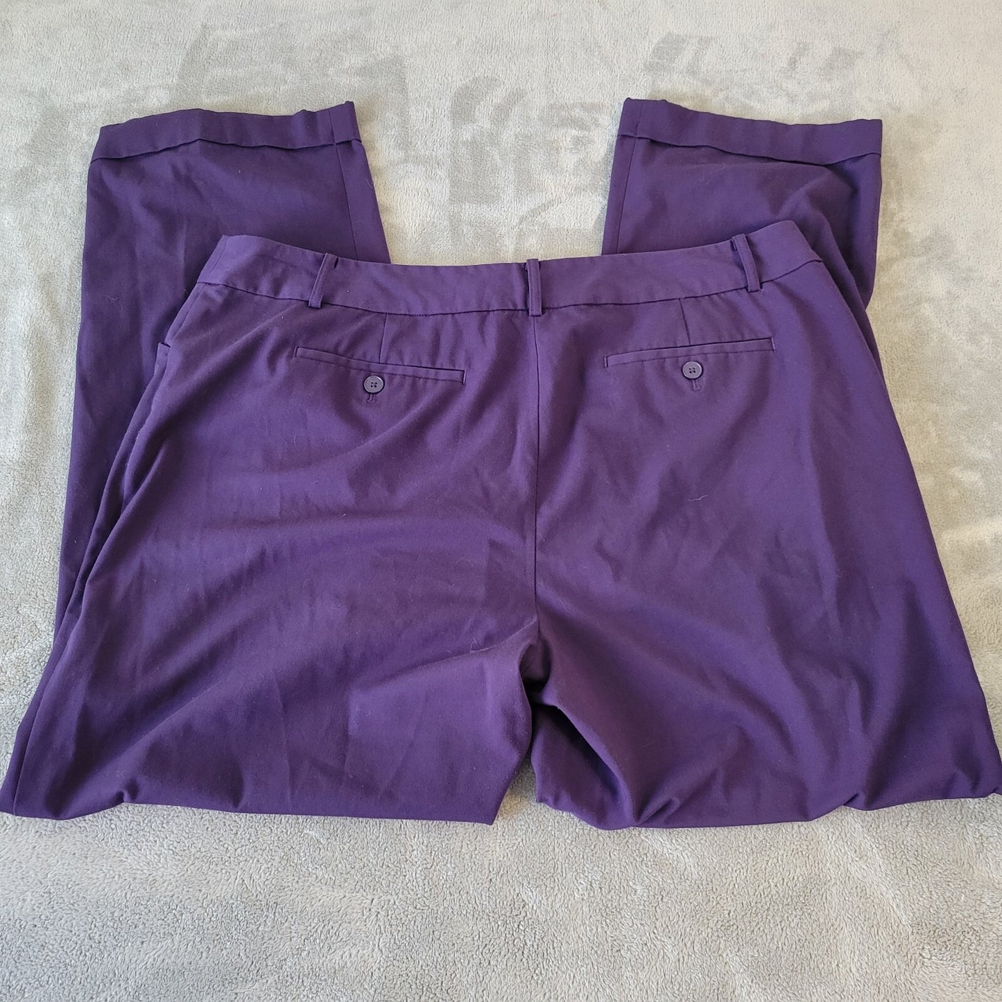 Liz Claiborne Women Pants 18 Straight Leg Purple Career Poly Blend Zip Fly Cuffs