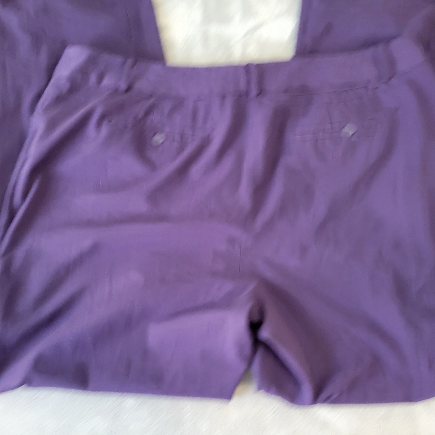 Liz Claiborne Women Pants 18 Straight Leg Purple Career Poly Blend Zip Fly Cuffs