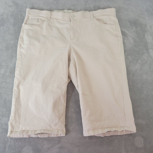 Gloria Vanderbilt Womens Shorts 18W Plus Skimmer Beige Studded Pockets Zip Fly