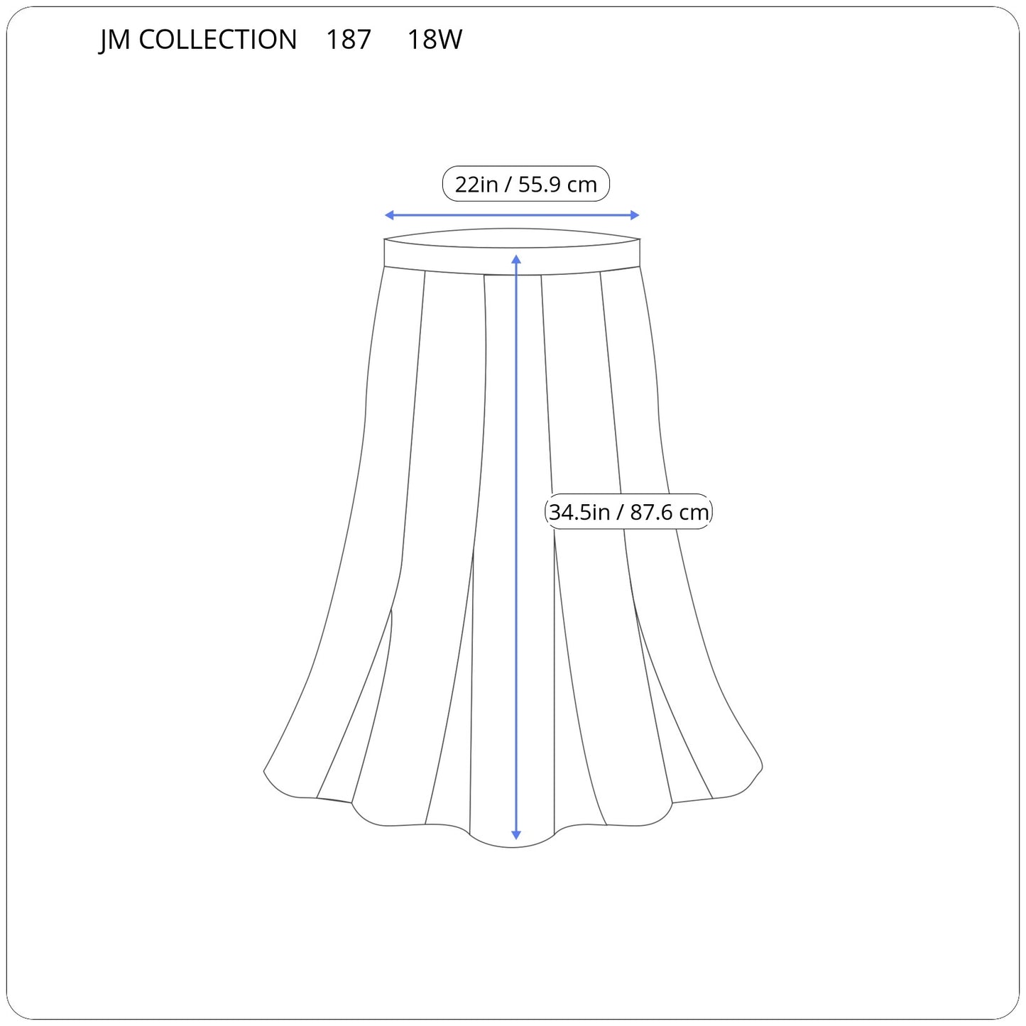 JM Collection 18W A-Line Midi Skirt Brown Geometric Pull-On Cotton GEO122XE