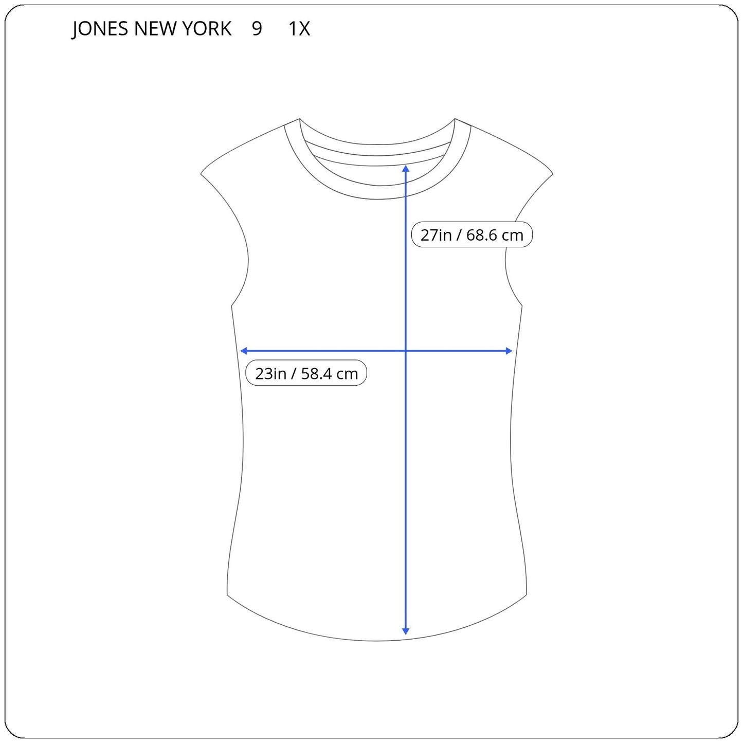 Jones New York Womens Plus 1X Blue Watercolor Sleeveless V Neck Top WAT24E