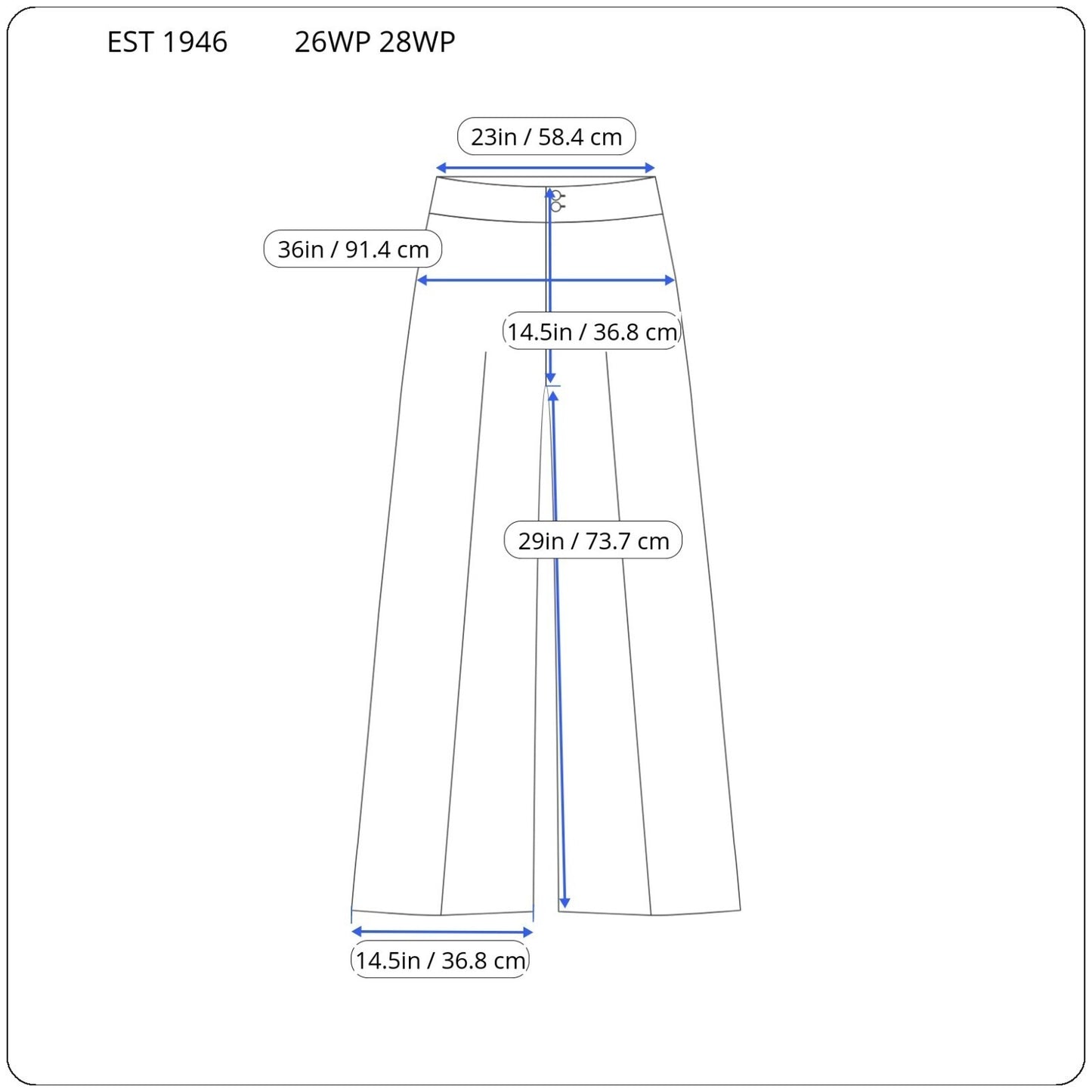 Est 1946 Womens Pants 26WP 28WP Wide Leg Loose Fitting Brown Lightweight Comfort