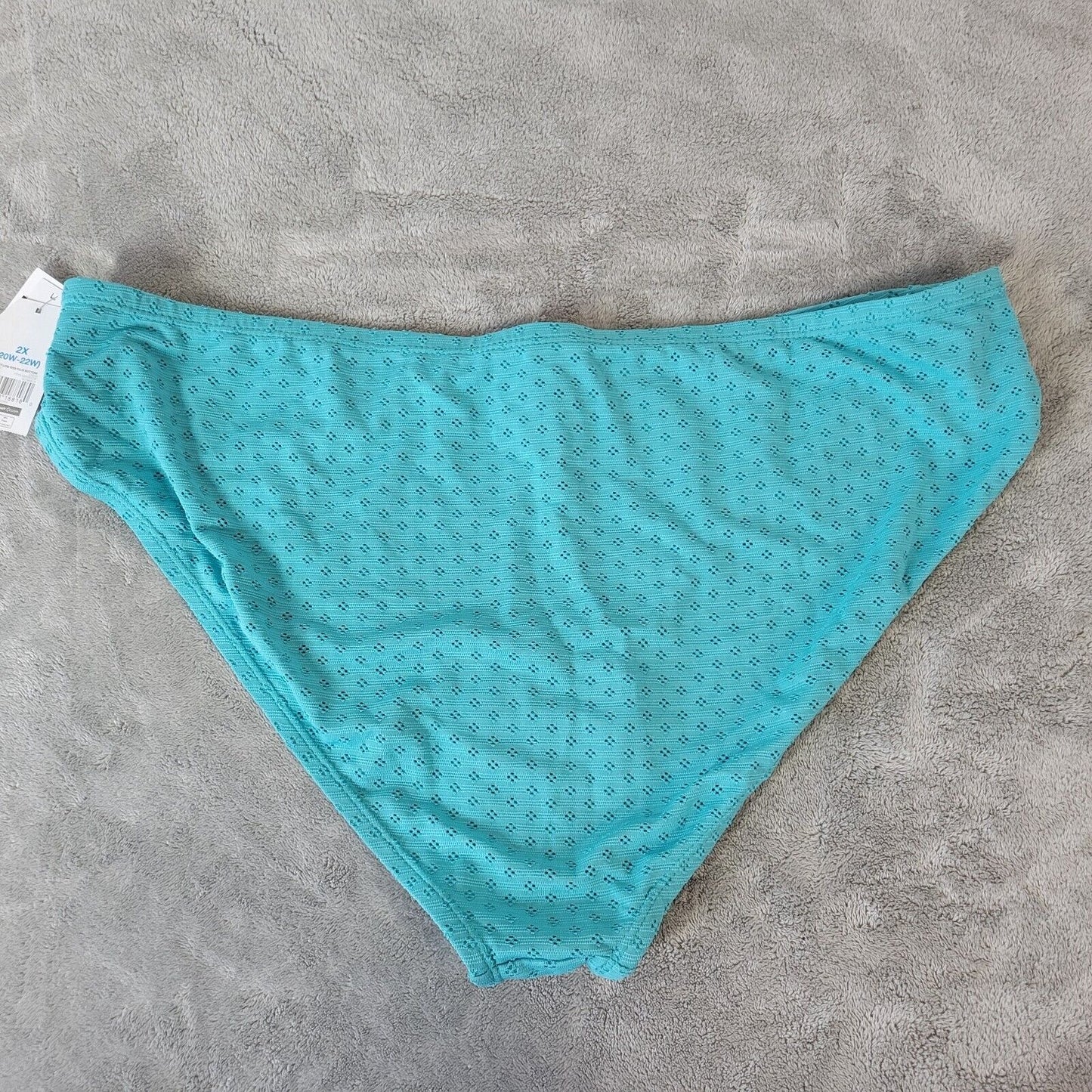 Time Tru Womens Bikini Bottom 2X 20W 22W Blue Eyelet Poly Blend Lined Swimwear
