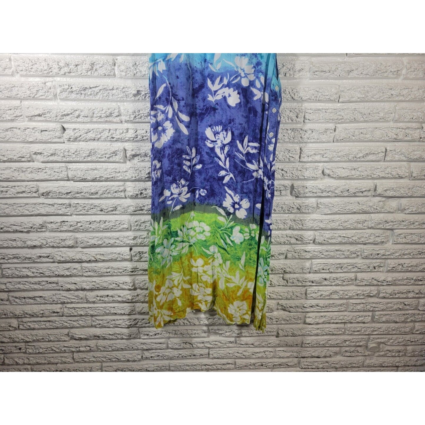 MTB Meant to Be Womens Dress 1X Sleeveless Shift Blue Floral Lightweight Rayon