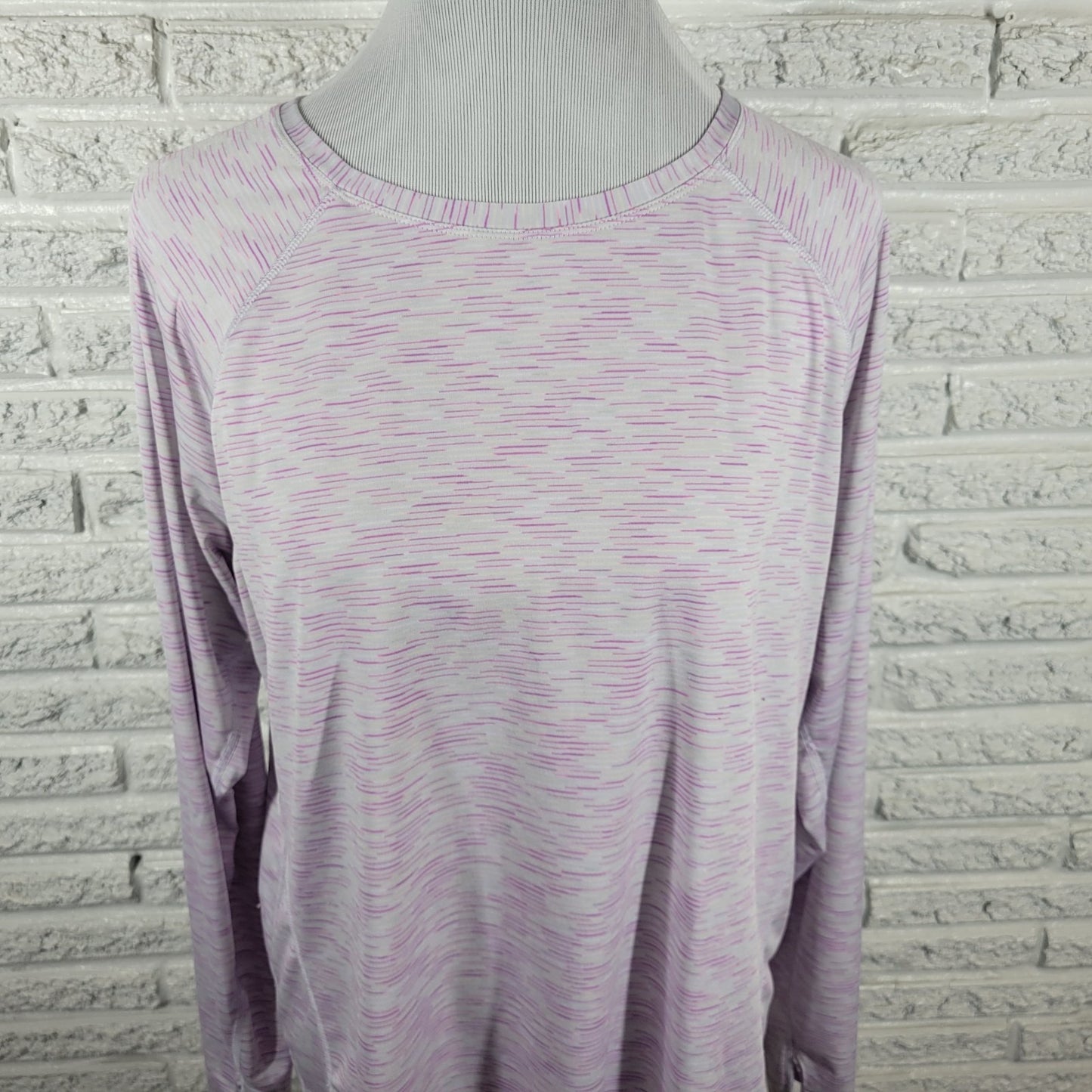 Tek Gear Workout Womens Top XL Tee Purple Heather Lightweight Poly Blend Active