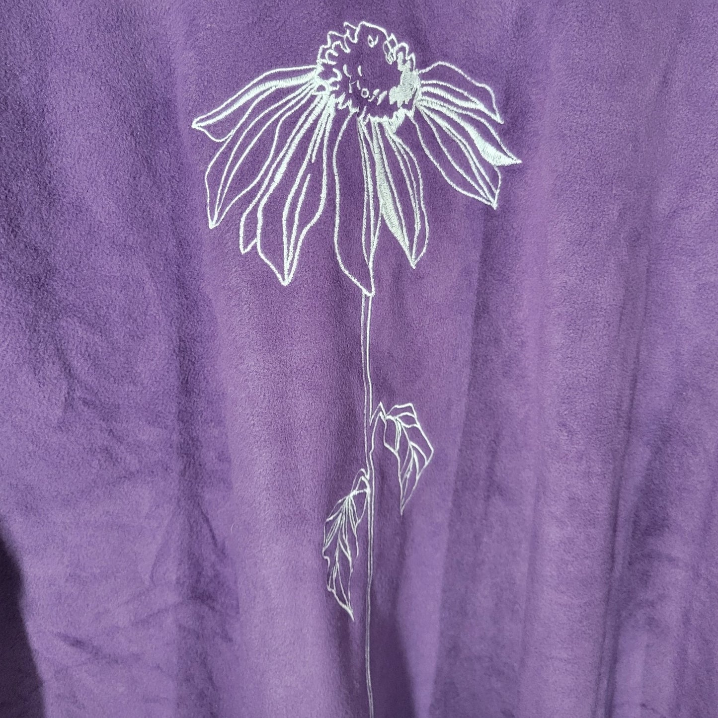 Catalog Favorites Womens Top 3X Plus Sweatshirt Purple Embroider Floral Velour