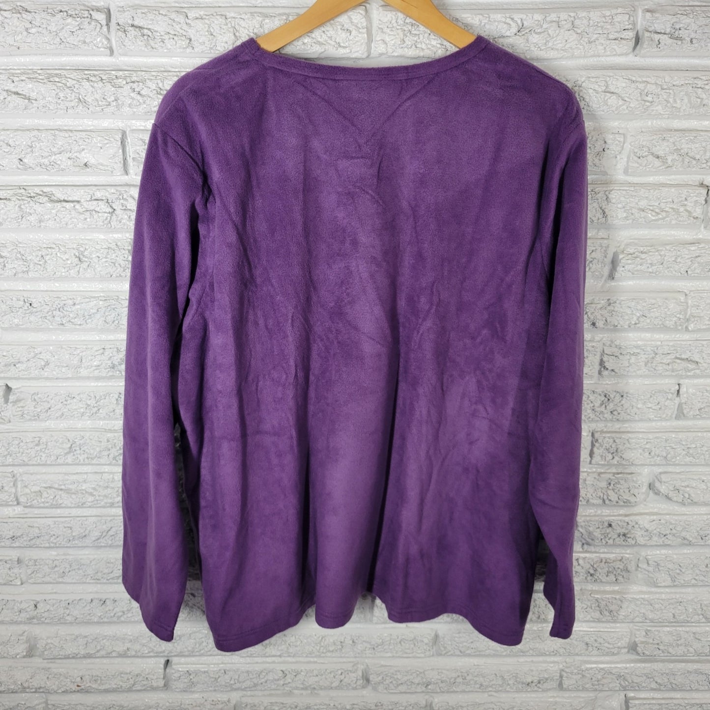 Catalog Favorites Womens Top 3X Plus Sweatshirt Purple Embroider Floral Velour