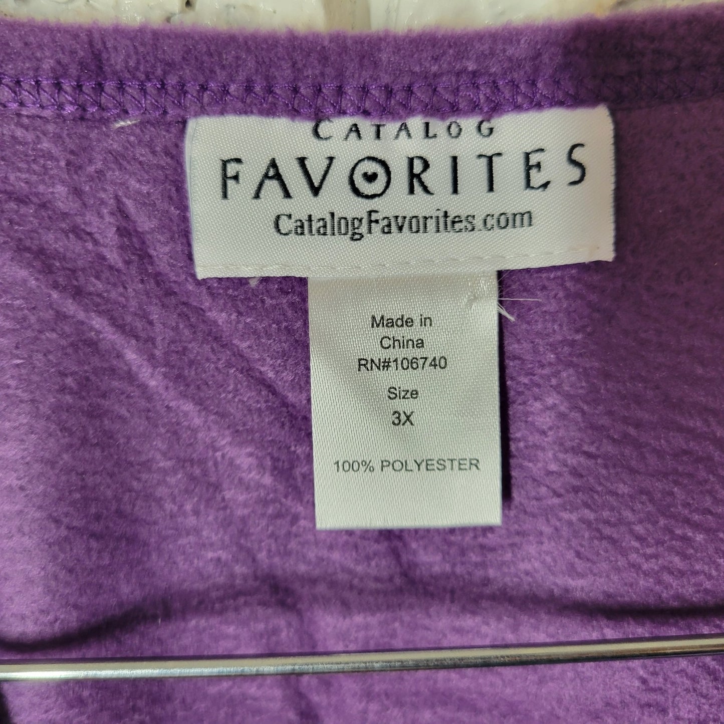 Catalog Favorites Womens Top 3X Plus Sweatshirt Purple Embroider Floral Velour