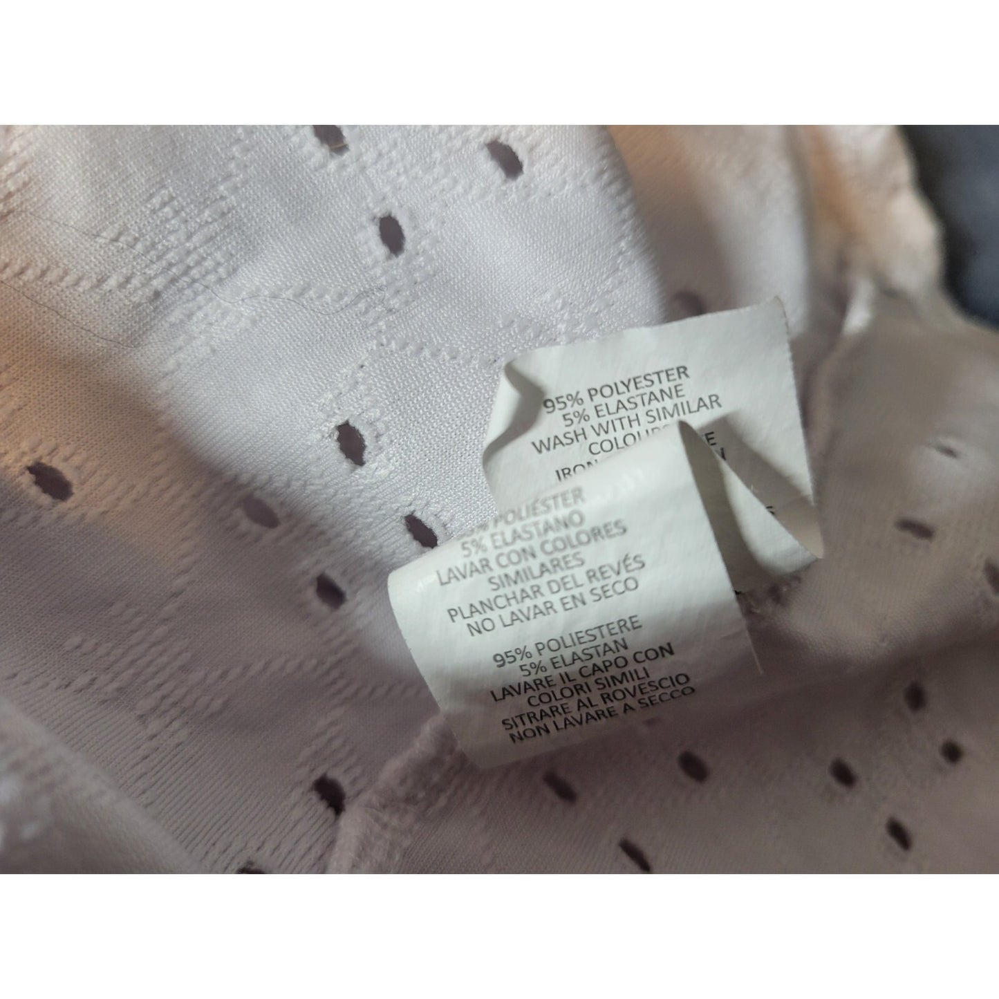 Boohoo Women Top 22 Plus 3/4 Sleeve White Eyelet Comfort Waist Poly Blend Casual