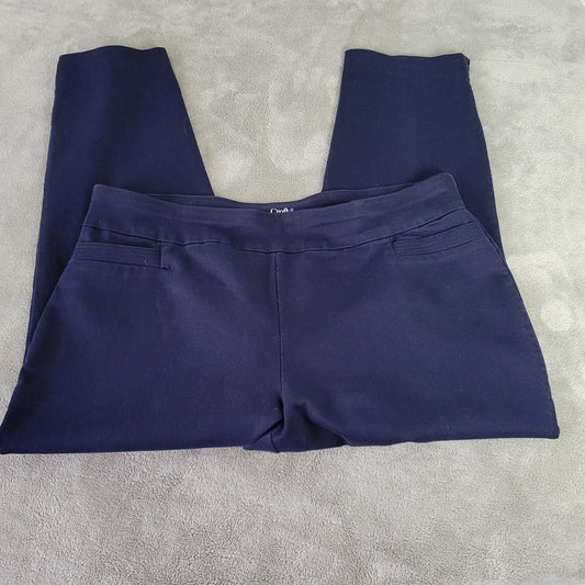Croft Barrow Womens Pants 18W Plus Pull On Effortless Ankle Cropped Blue Casual