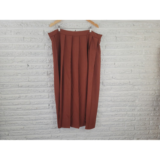 Shein Curve Womens Skirt 4XL Plus Maxi ALine Brown Pleated Career Long Polyester