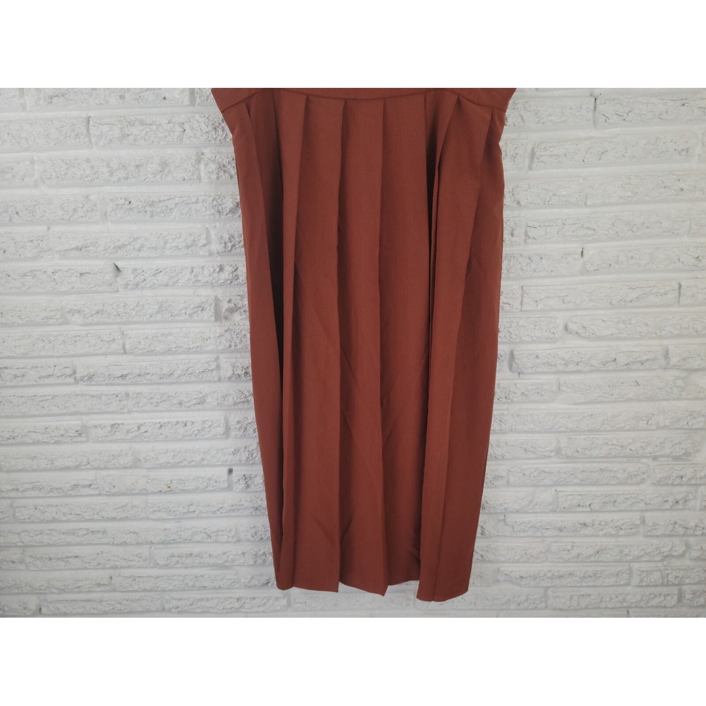 Shein Curve Womens Skirt 4XL Plus Maxi ALine Brown Pleated Career Long Polyester