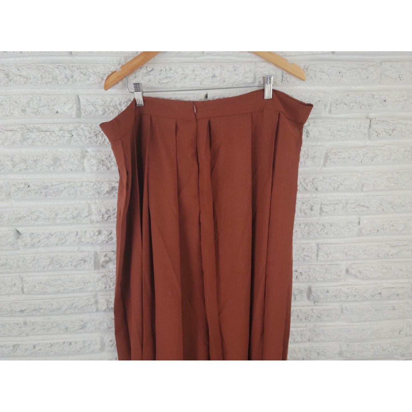 Shein Curve Womens Skirt 4XL Plus Maxi ALine Brown Pleated Career Long Polyester