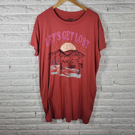 Joyspun Womens Pajama Top Nightgown L XL Mountains Burnt  Orange Loungewear