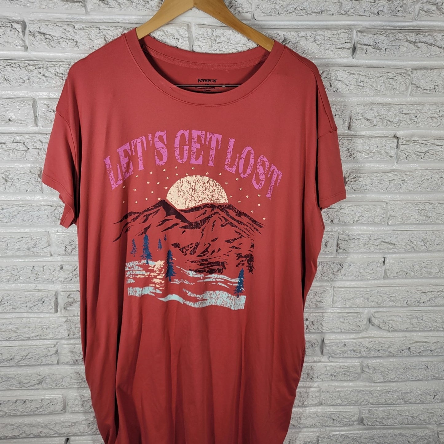 Joyspun Women's Pajama Top L/XL Burnt Orange Short Sleeve Crew Neck NOV119E