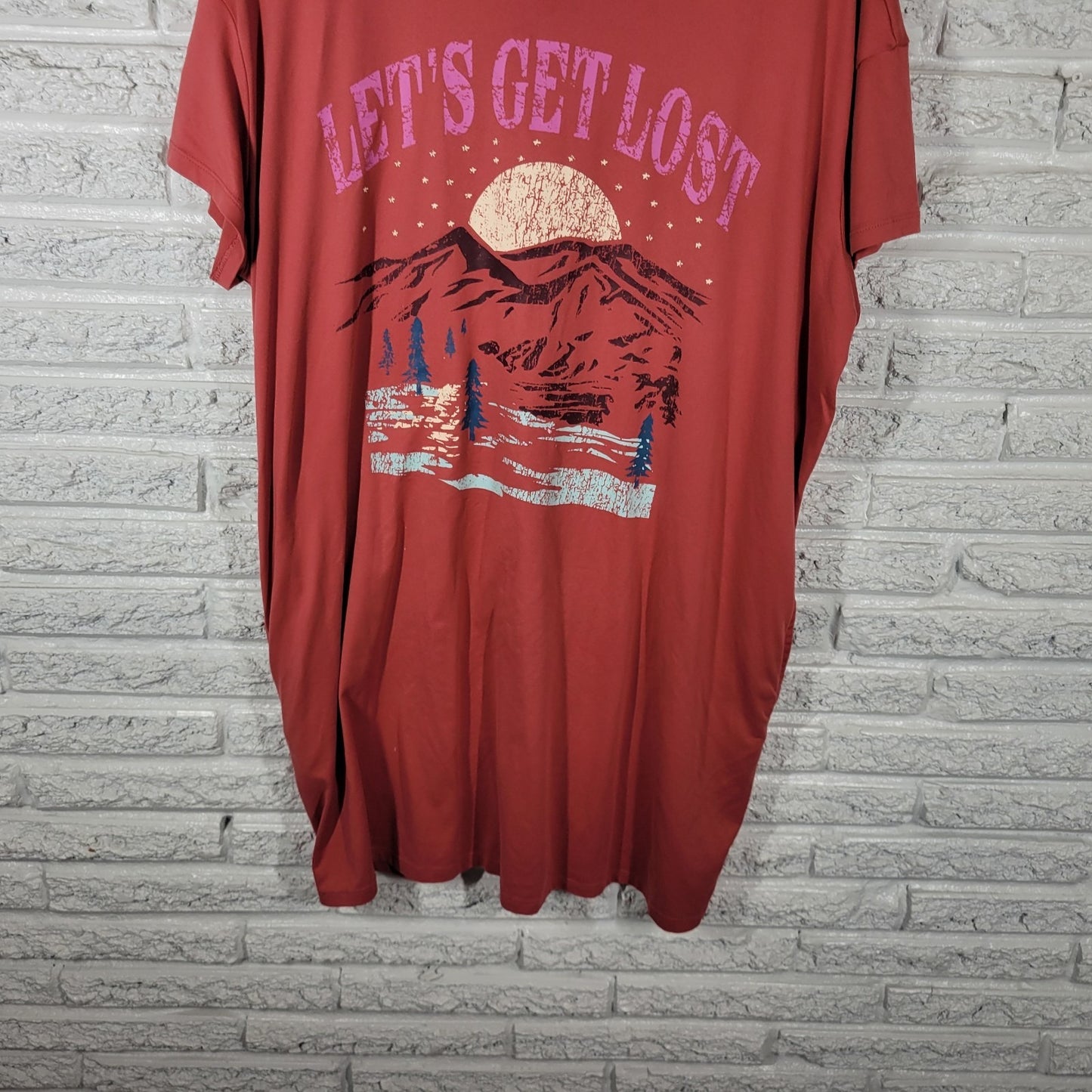 Joyspun Women's Pajama Top L/XL Burnt Orange Short Sleeve Crew Neck NOV119E