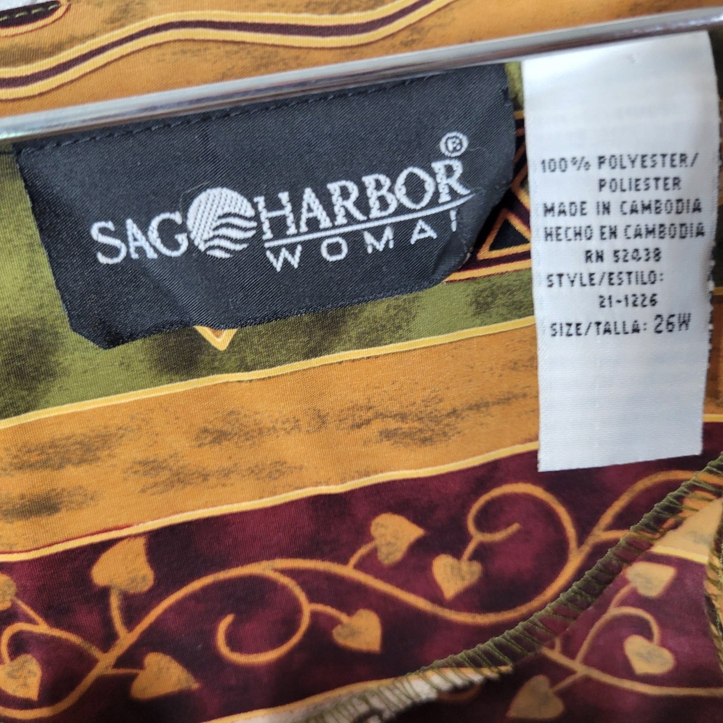 Sag Harbor Women's 26W Plus Size Dress Brown Geometric Square Neck GEO179E