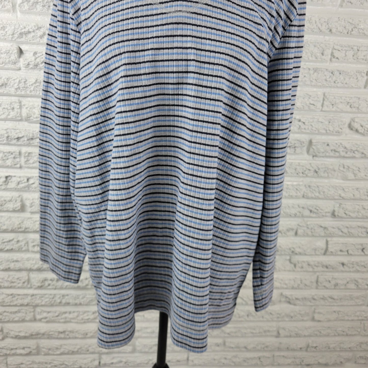 Bobbie Brooks Women Top 22 24 Plus Long Sleeve Pullover Blue Stripe Heavy Knit