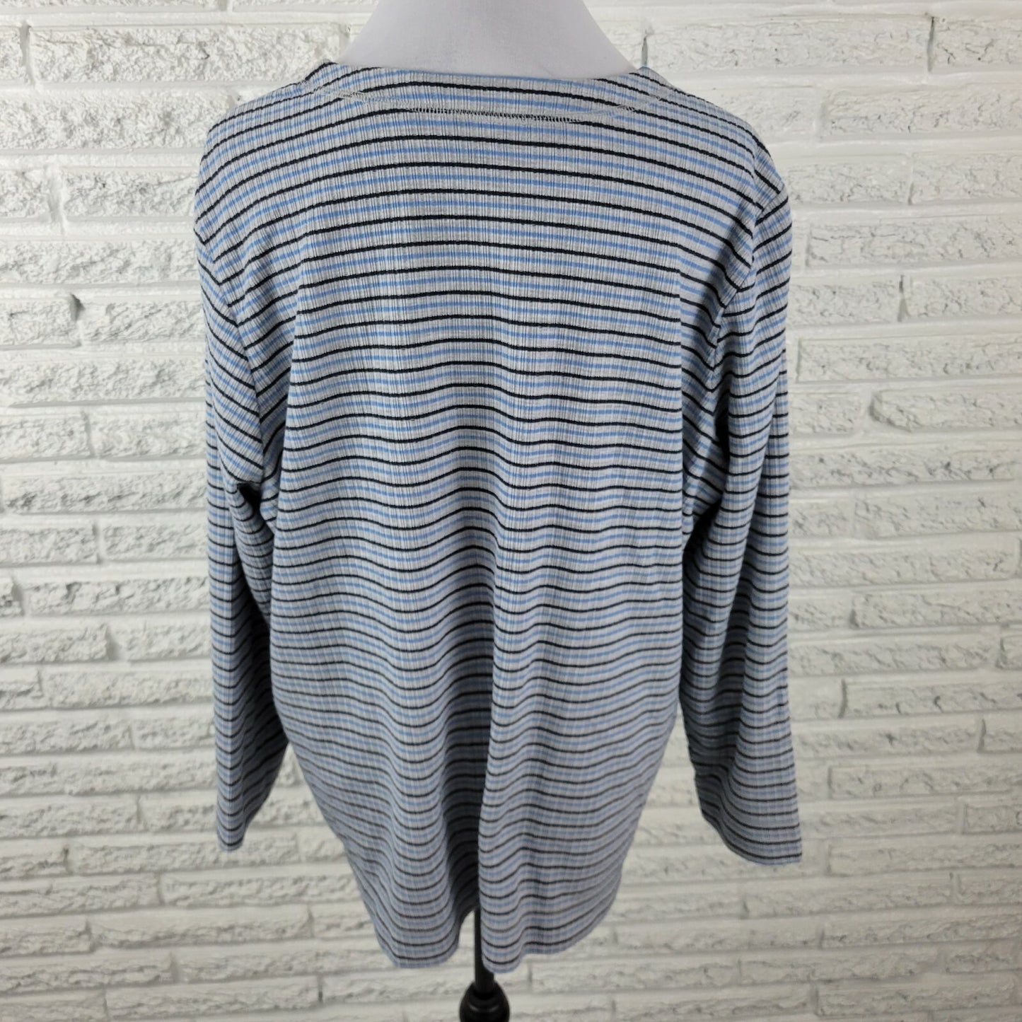 Bobbie Brooks Women Top 22 24 Plus Long Sleeve Pullover Blue Stripe Heavy Knit