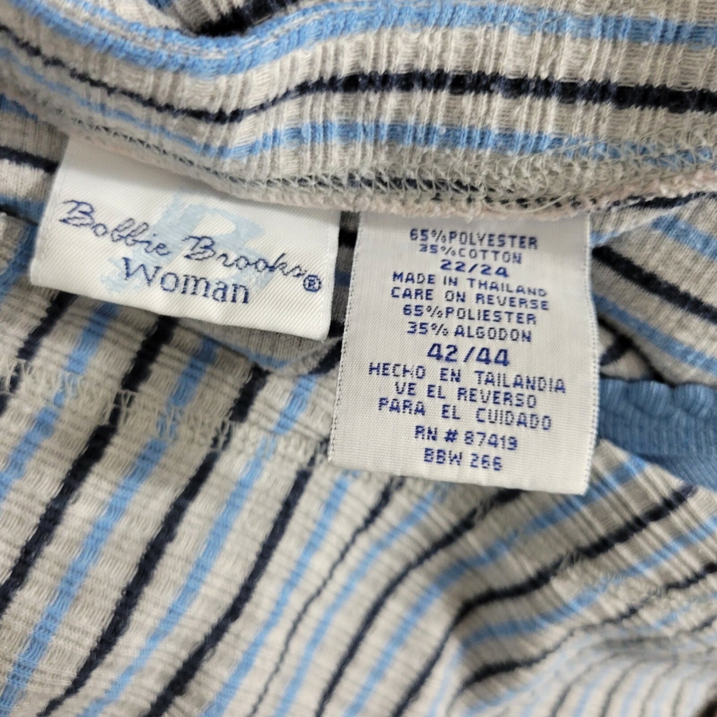 Bobbie Brooks Women Top 22 24 Plus Long Sleeve Pullover Blue Stripe Heavy Knit