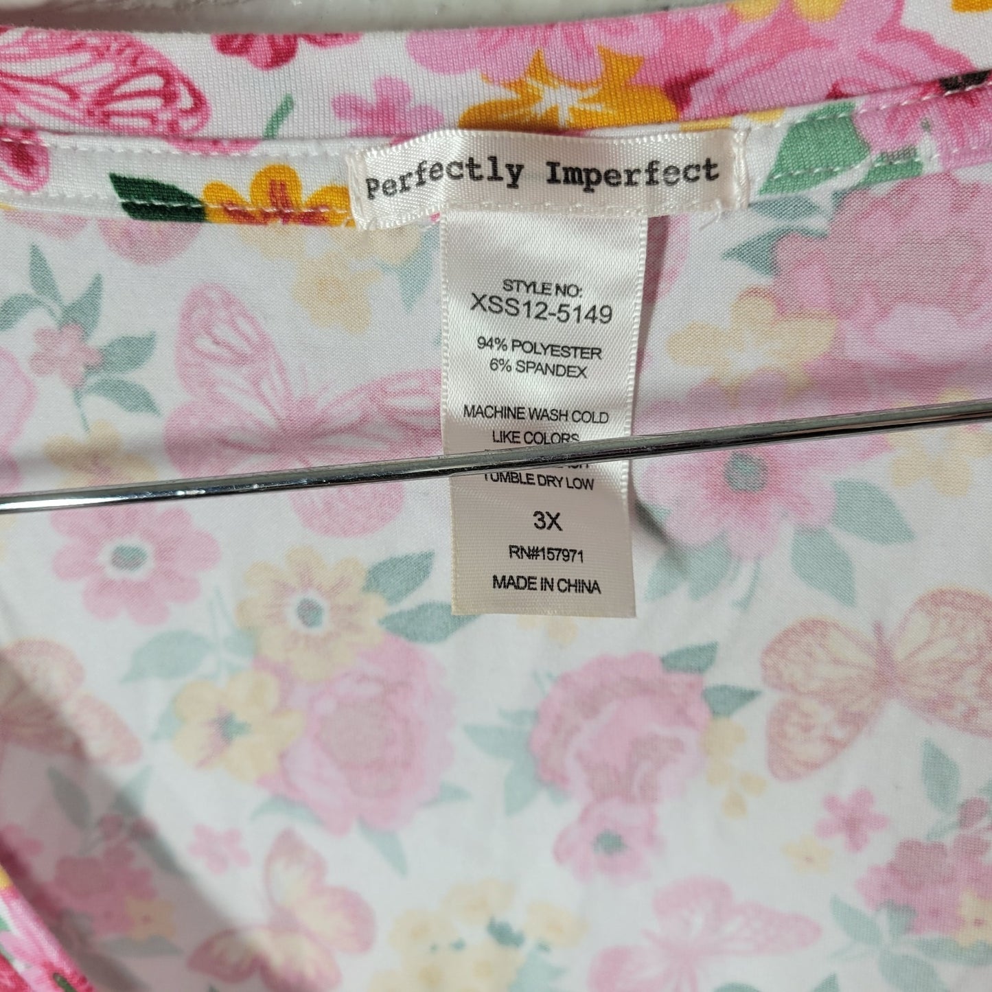 Perfectly Imperfect Women's Plus Size 3X Pink Orange Floral Front Tie V-Neck Tee