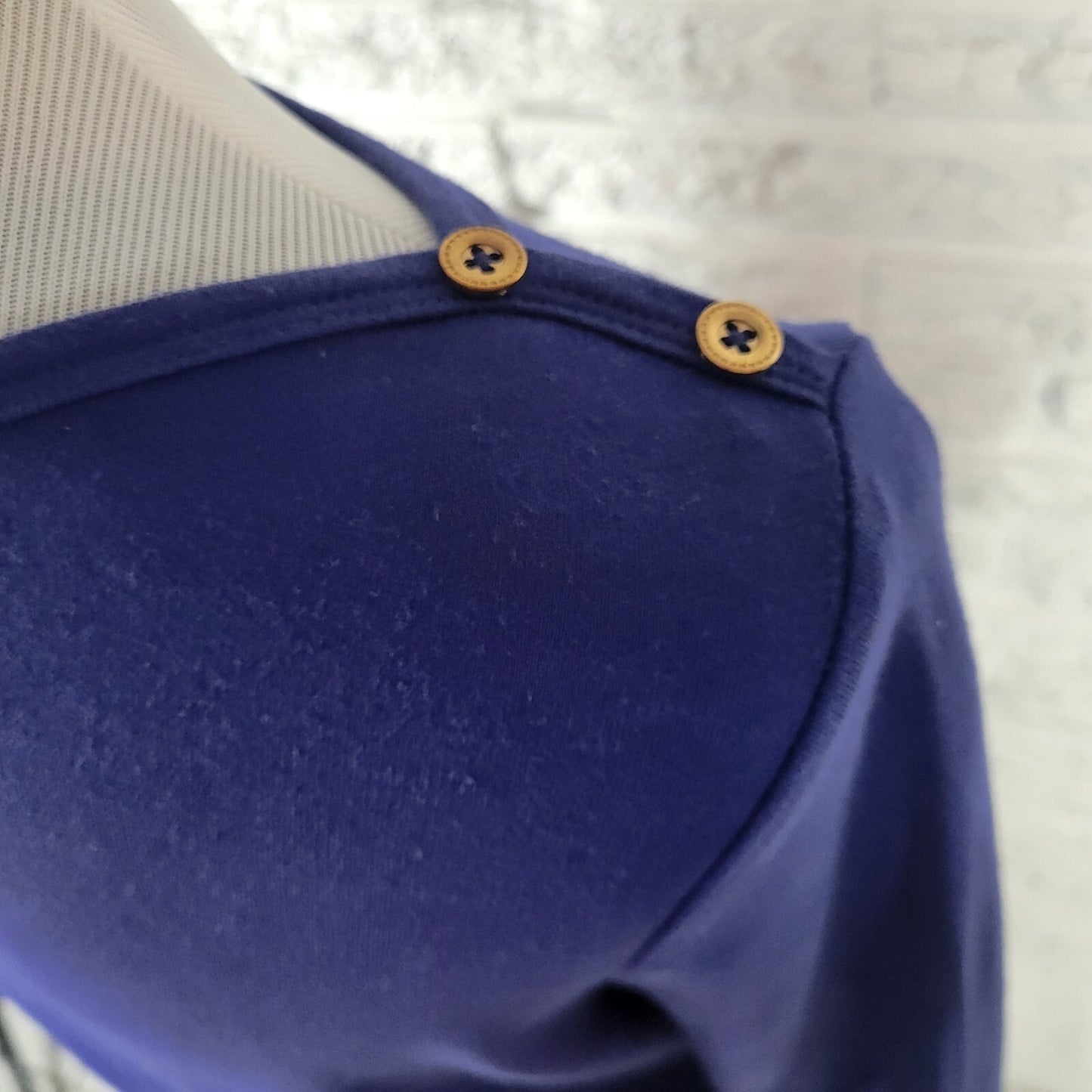 Carole Little Womens Top 1X Plus 3/4 Sleeve Blue Cotton Casual Deco Buttons