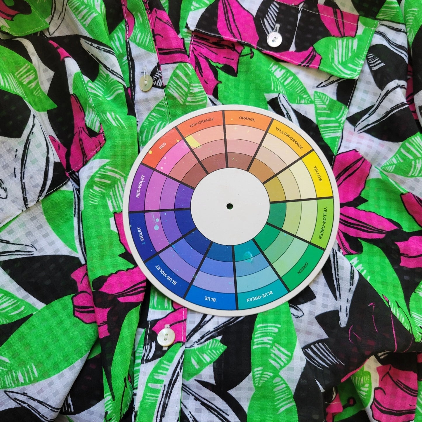 Kim Rogers Women Top 3X Plus Collar Button Up Green Pink Floral Sheer Polyester