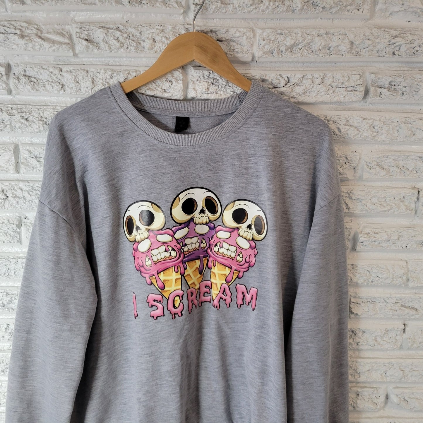 Shein Curve Womens Sweatshirt 2XL Plus I Scream for Ice Cream Skull Activewear