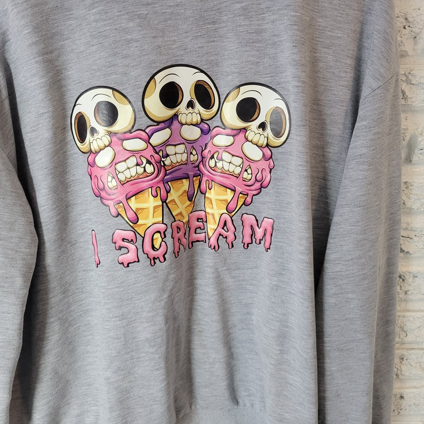 Shein Curve Womens Sweatshirt 2XL Plus I Scream for Ice Cream Skull Activewear