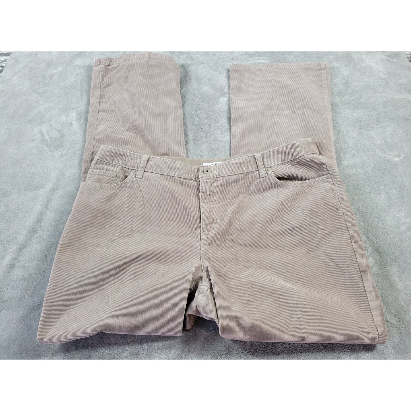 St Johns Bay Womens Jeans 18W Plus Boot Cut Beige Corduroy Elastic Waist Zip Fly