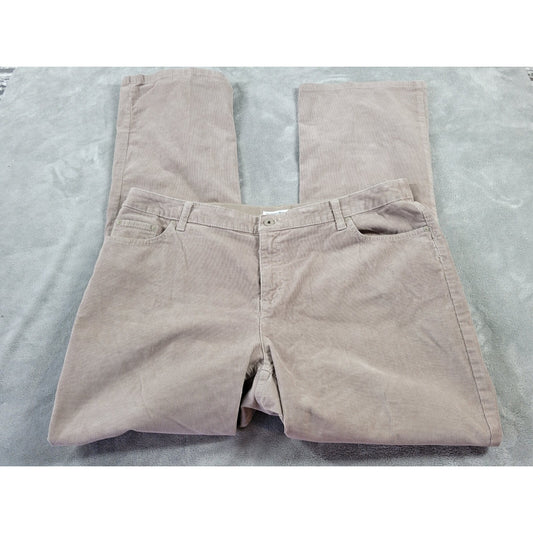 St Johns Bay Womens Jeans 18W Plus Boot Cut Beige Corduroy Elastic Waist Zip Fly